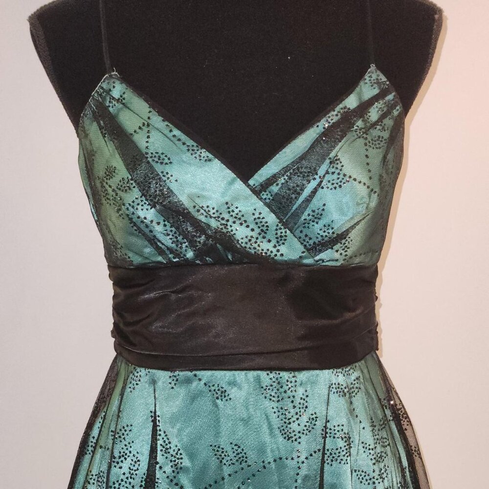 Vintage Y2K Black Mesh Whimsygoth Teal Dress!!! - Picture 3 of 6